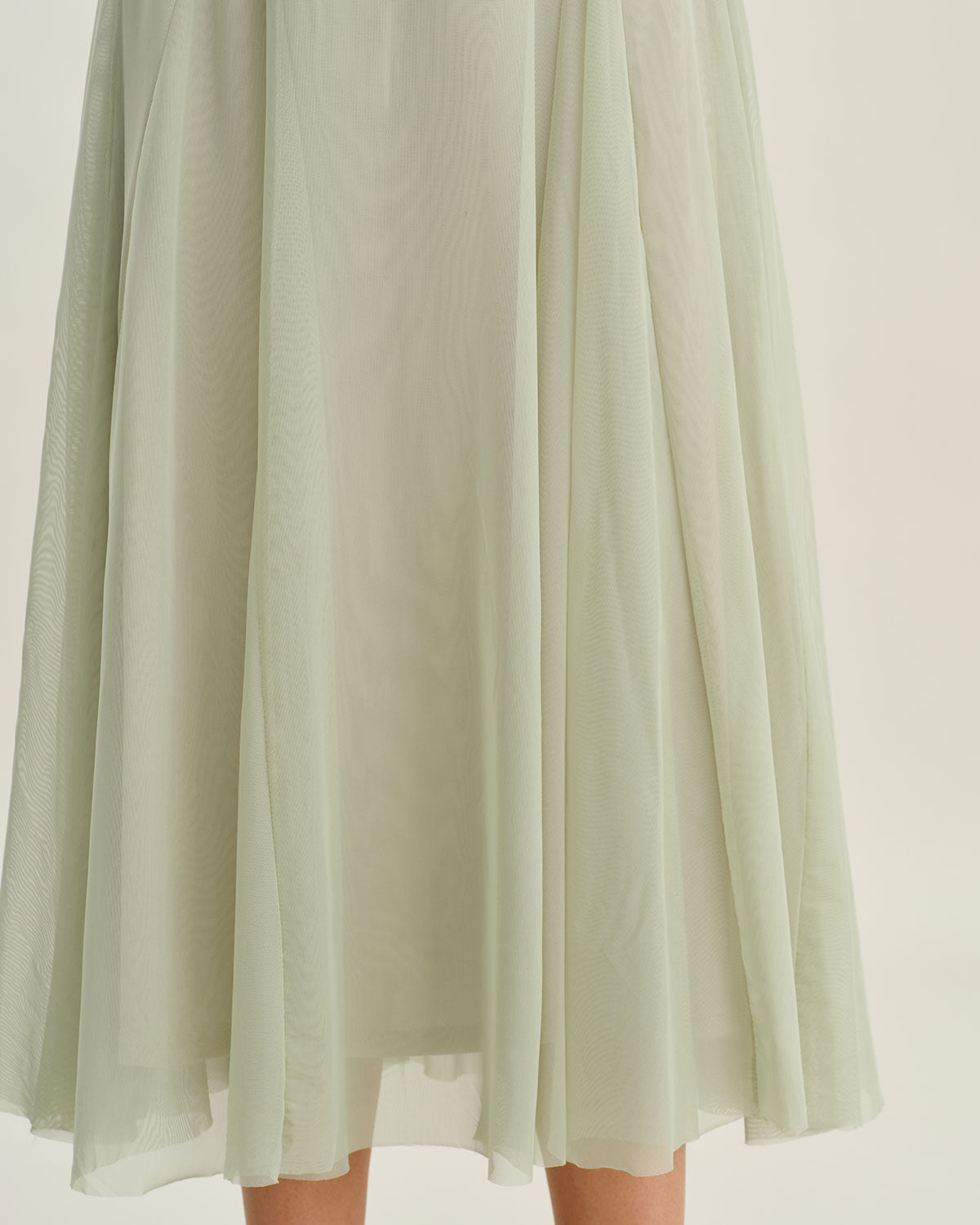 Green A-Line Slip Pleated Midi Dress