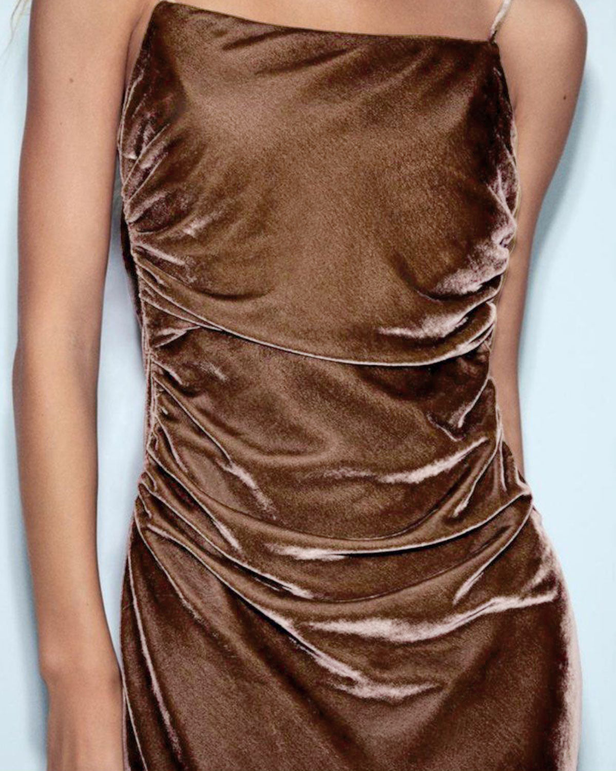 Brown Velour A-Line Slip Maxi Dress