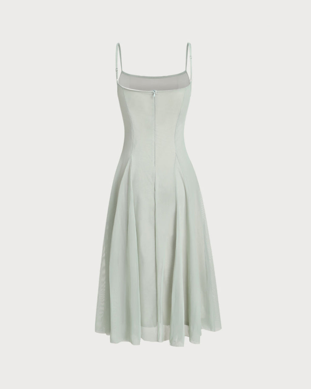 Green A-Line Slip Pleated Midi Dress