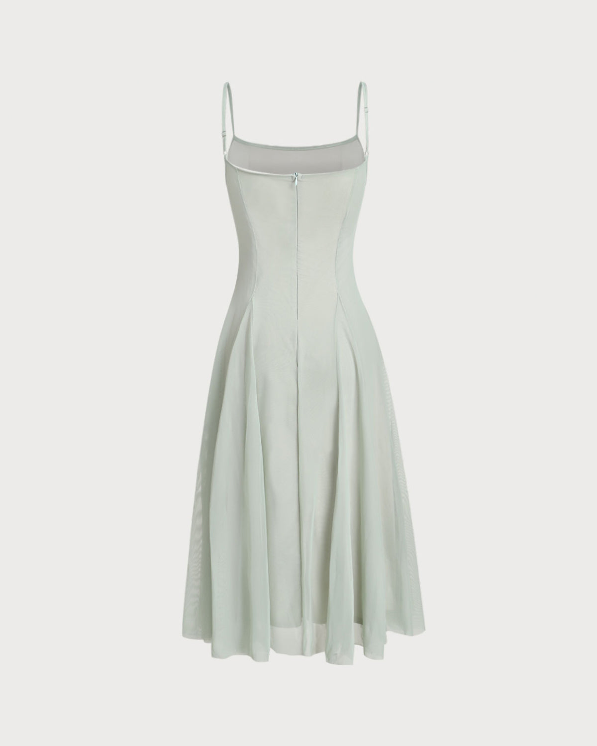 Green A-Line Slip Pleated Midi Dress