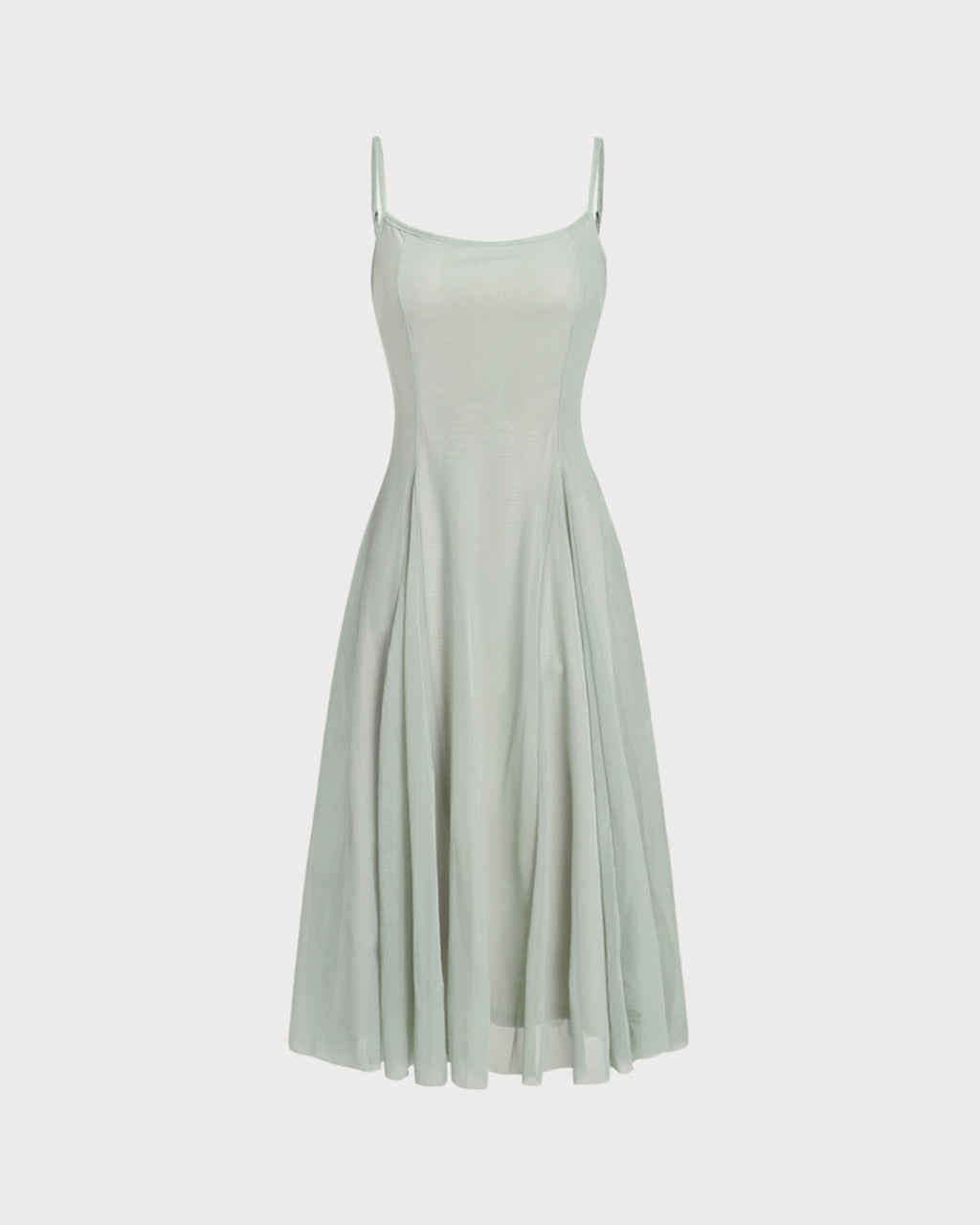 Green A-Line Slip Pleated Midi Dress