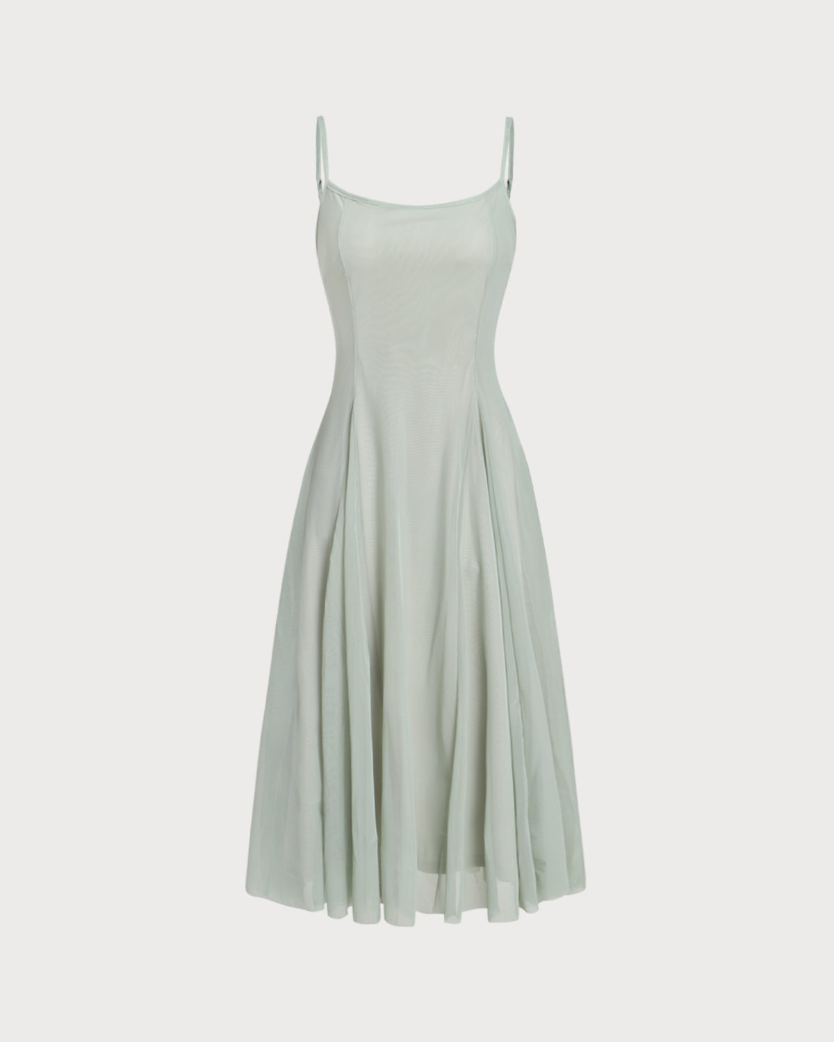 Green A-Line Slip Pleated Midi Dress