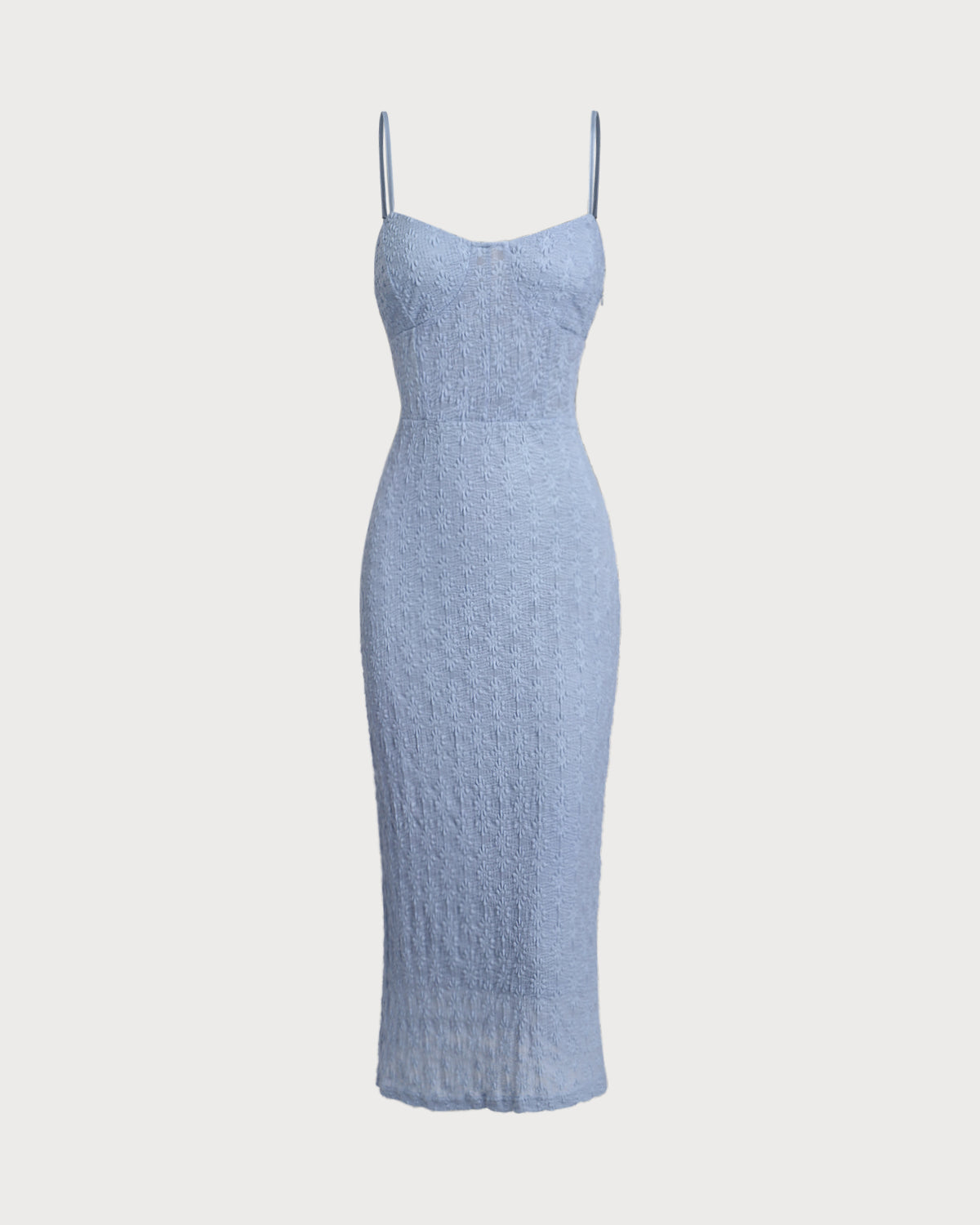 Blue Lace Slip Bodycon Midi Dress