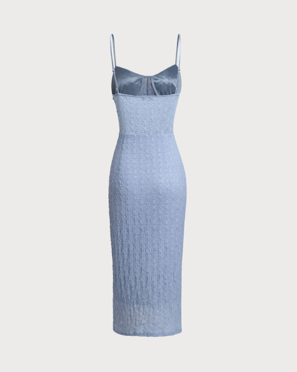 Blue Lace Slip Bodycon Midi Dress