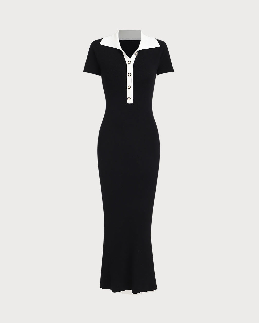 Black Contrast Bodycon Sweater Maxi Dress