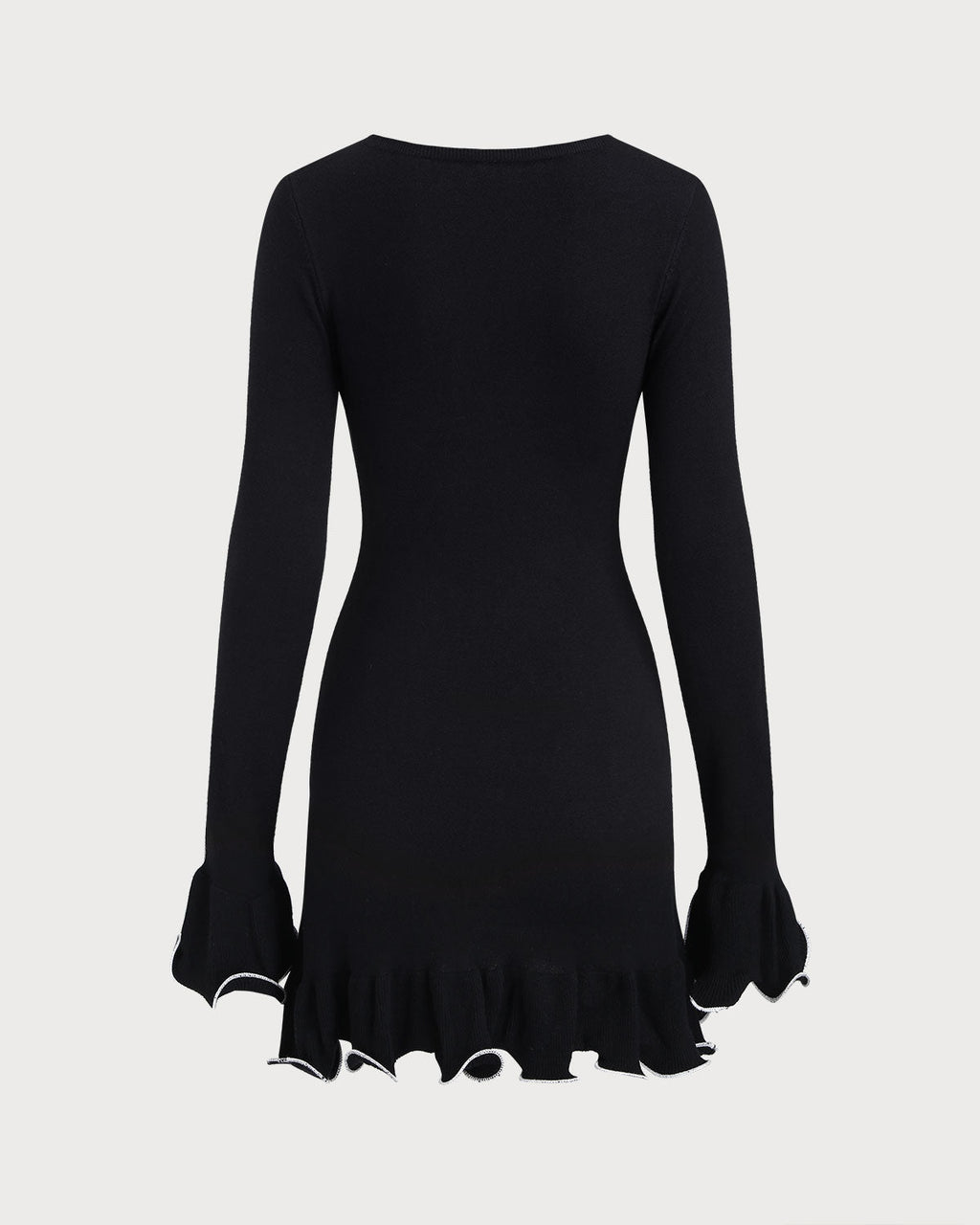 Black Contrasting Bell Sleeve Sweater Dress