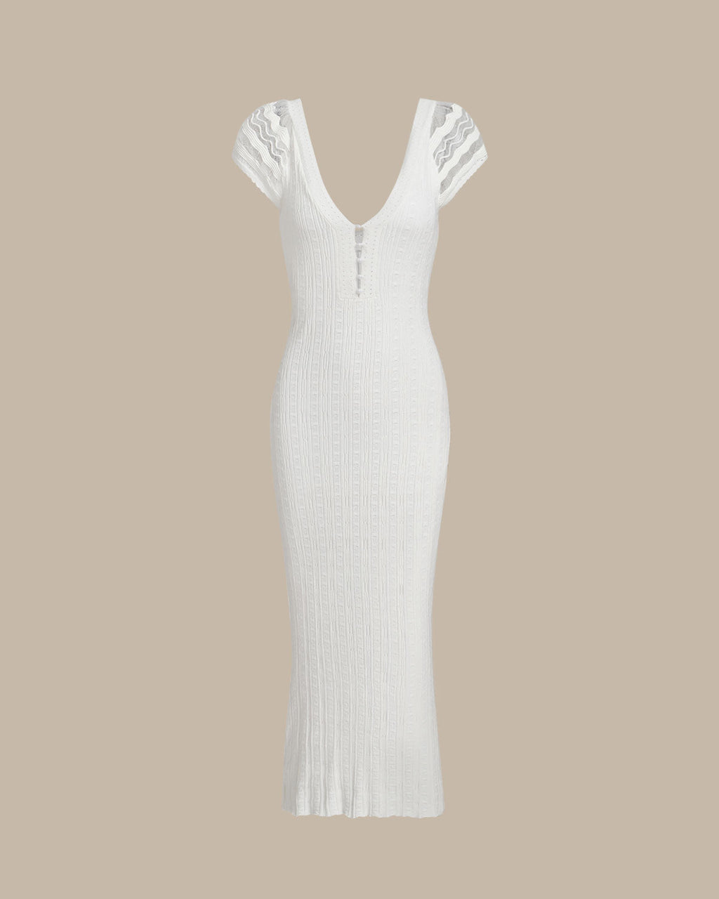 White Crochet Bodycon Sweater Dress