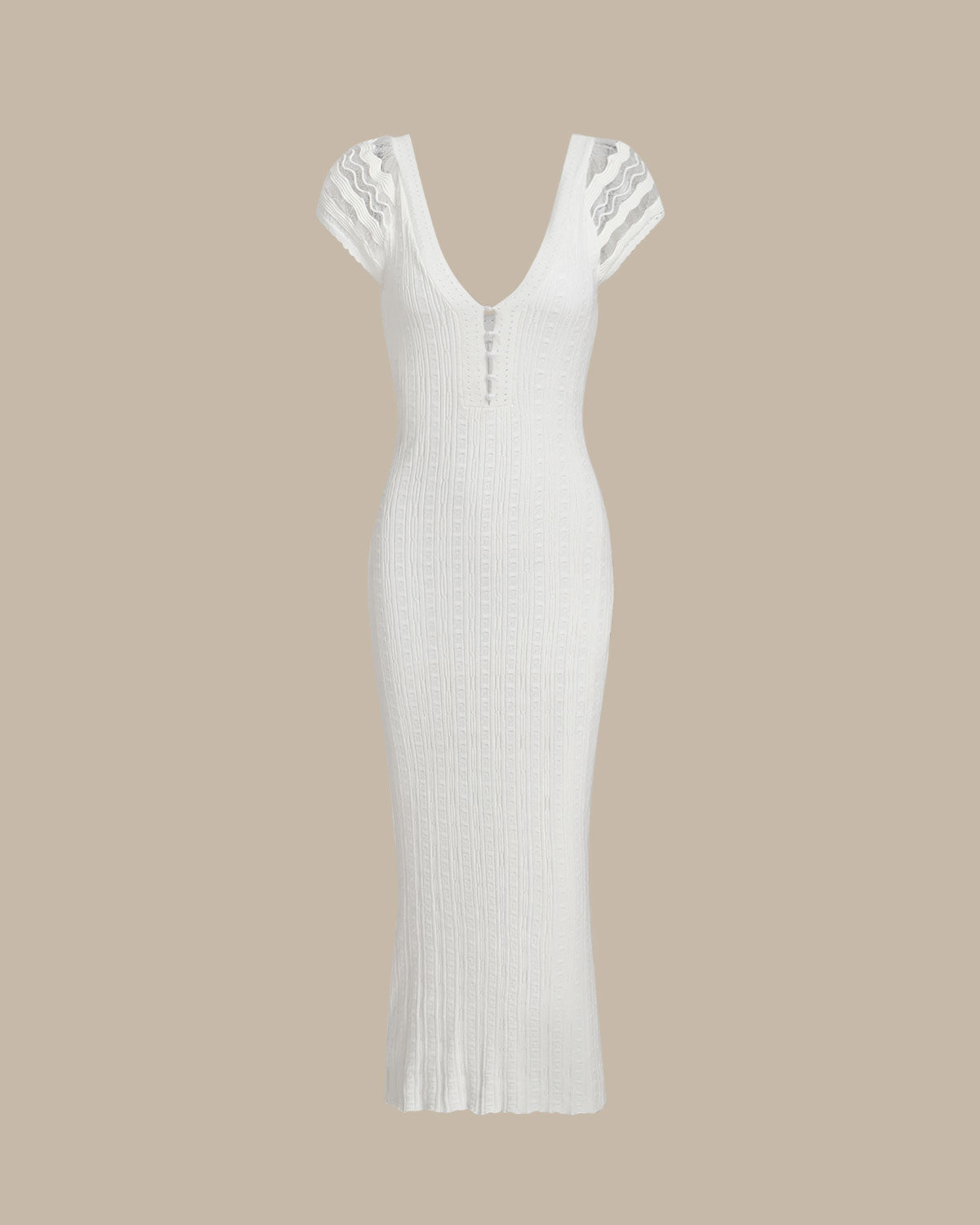 White Crochet Bodycon Sweater Dress