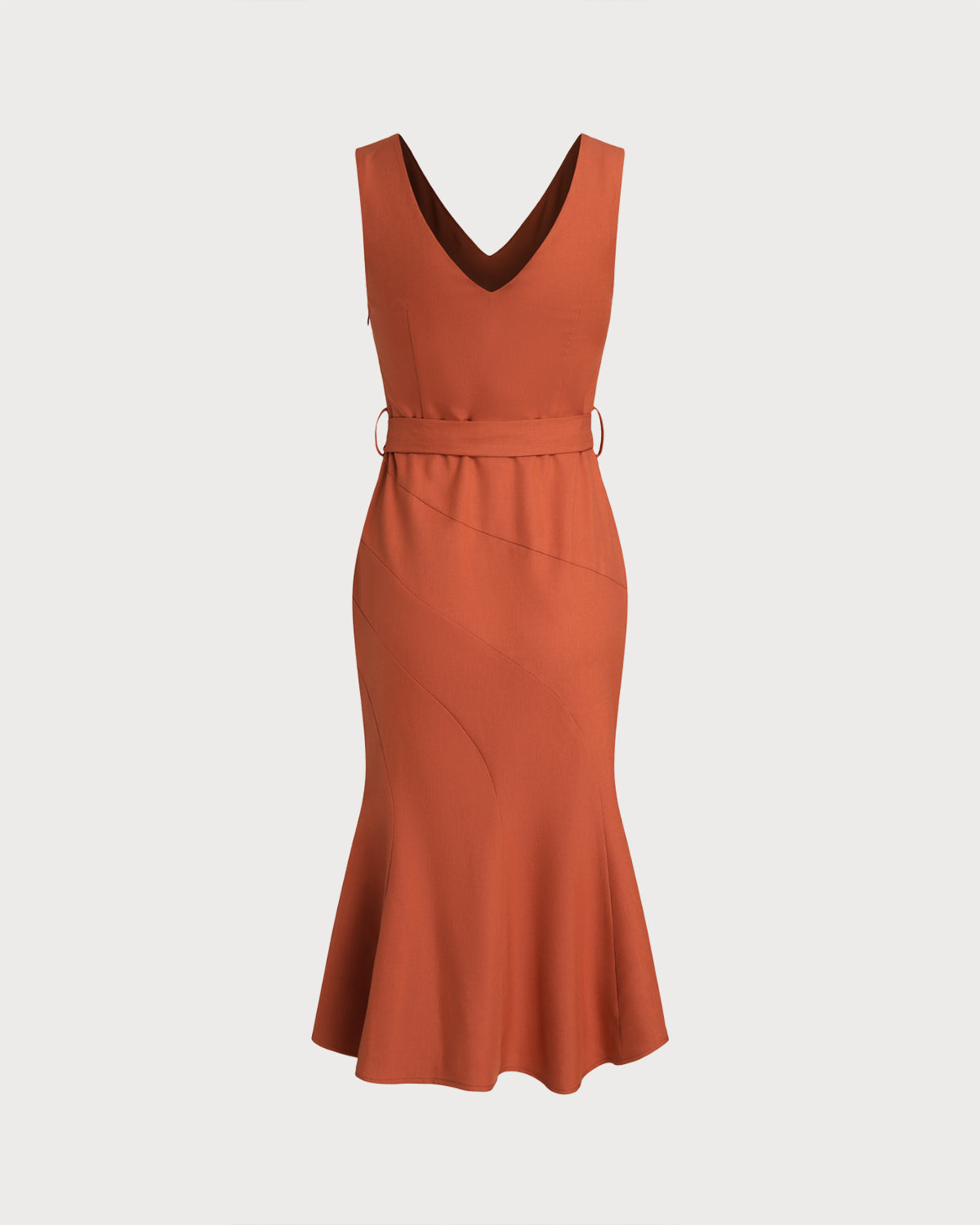 Red V Neck Mermaid Sleeveless Midi Dress