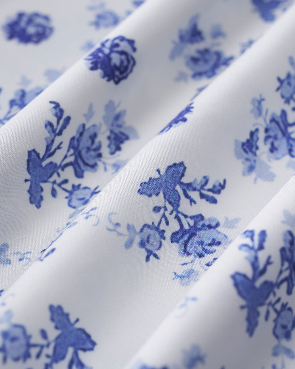 Blue Floral Square Neck Ruched Midi Dress